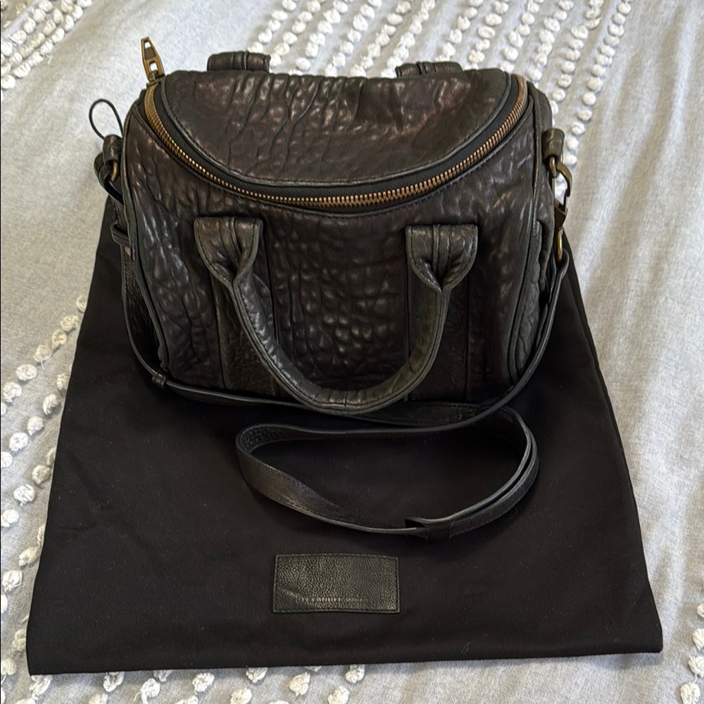 Alexander Wang Rockie Duffel 📞🖤Black Lambskin Leather Satchel Bag